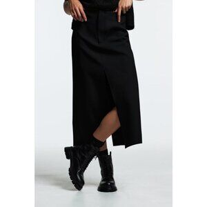 Zara Black Midi Slit Tube Skirt M NWT